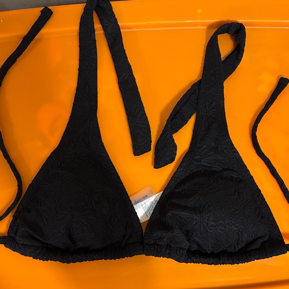 Decree Black Floral Bikini Top